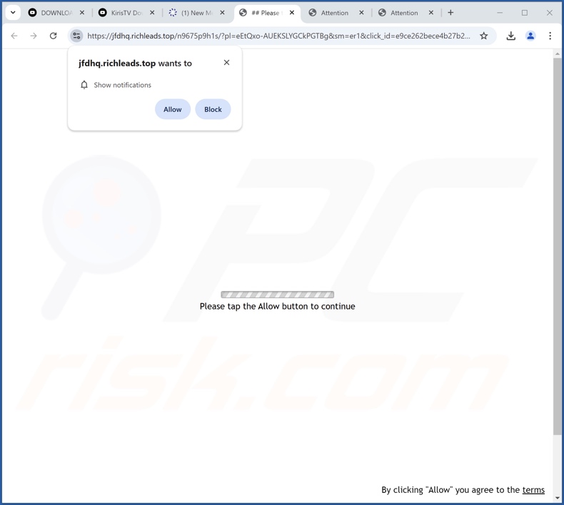 richleads[.]top pop-up reindirizzamenti