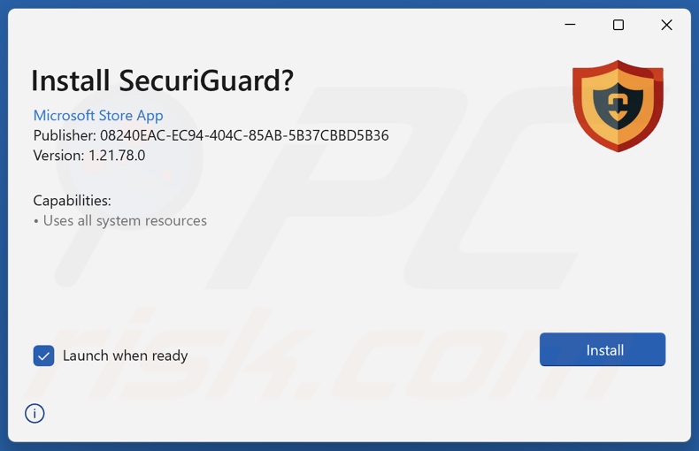 SecuriGuard PUA impostazione dell'installazione