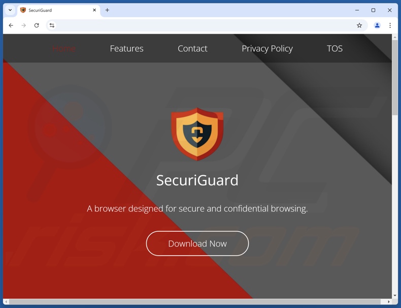Sito web utilizzato per promuovere SecuriGuard PUA