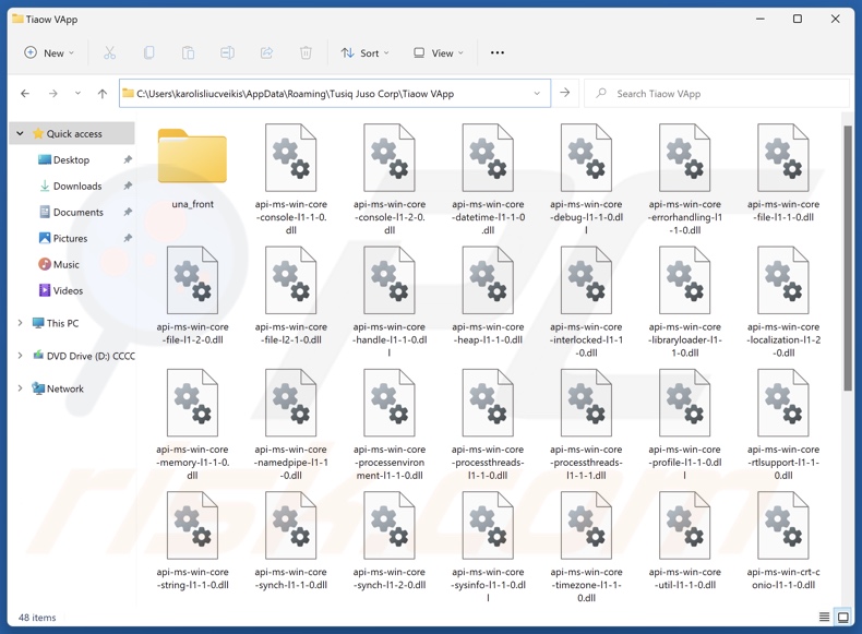 Tiaow VApp cartella di installazione dell'applicazione indesiderata