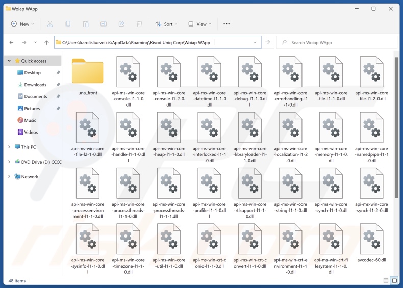 Woiap WApp cartella di installazione dell'applicazione indesiderata