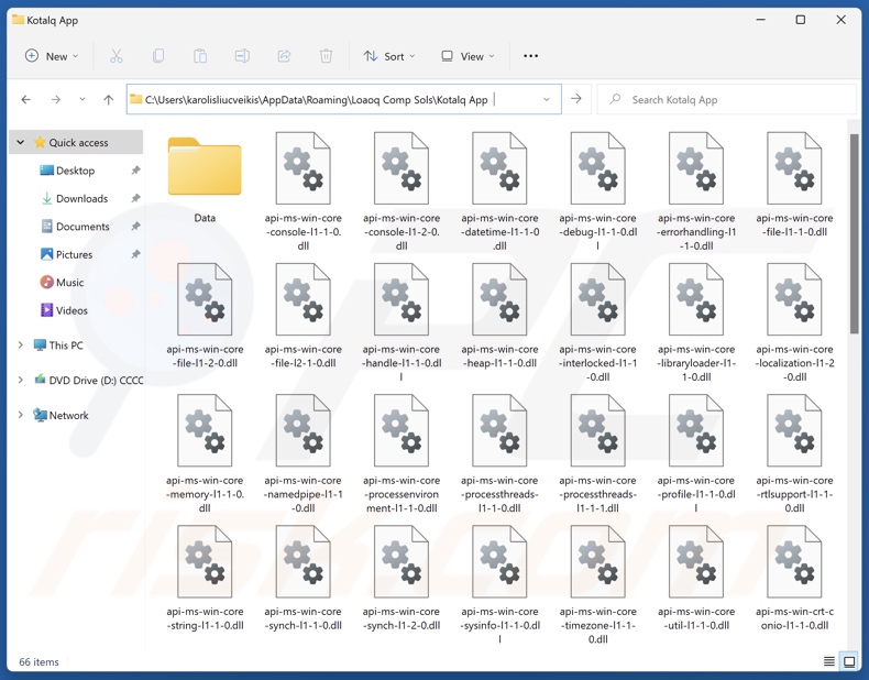 Kotalq App cartella di installazione dell'applicazione indesiderata