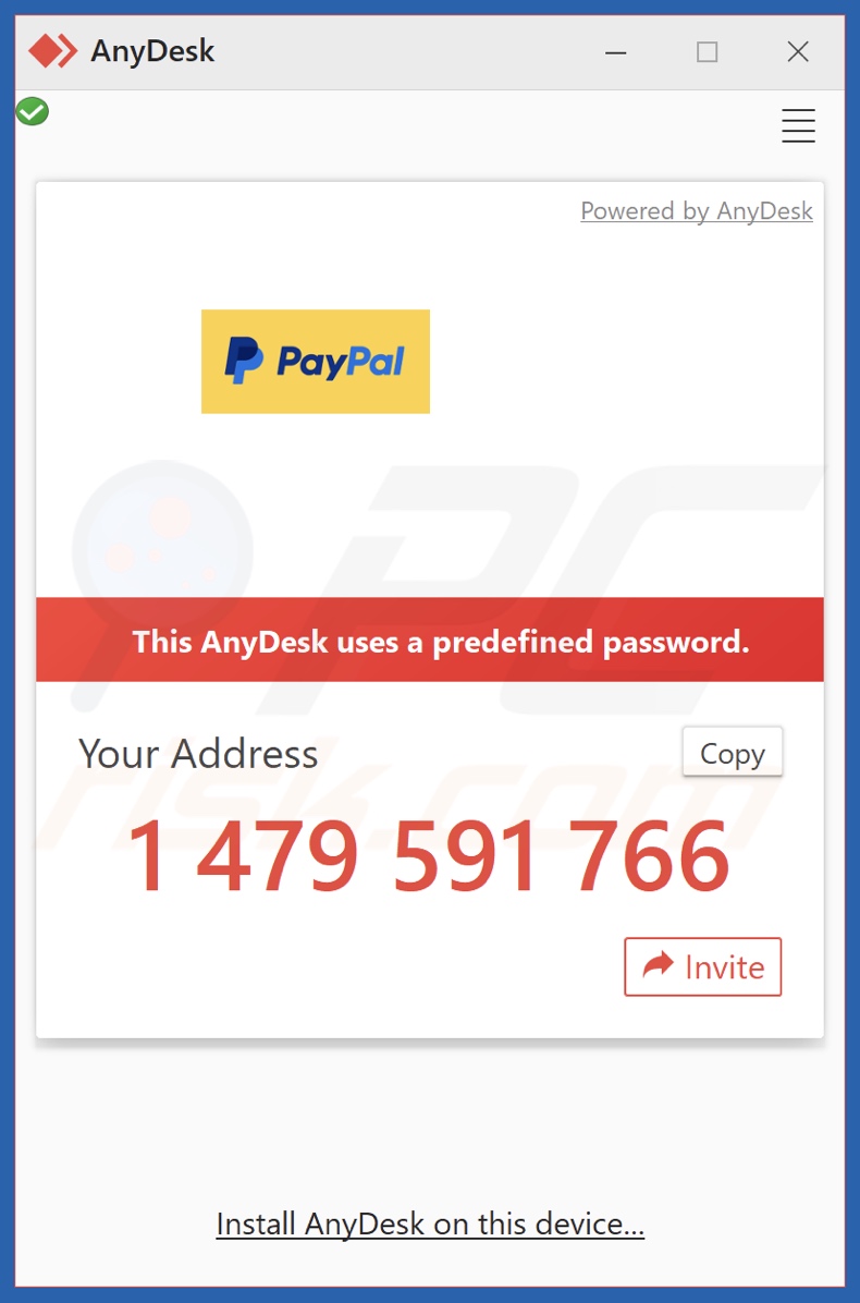 PayPal - You Added A New Address e-mail di truffa promossa file .exe AnyDesk preconfigurato