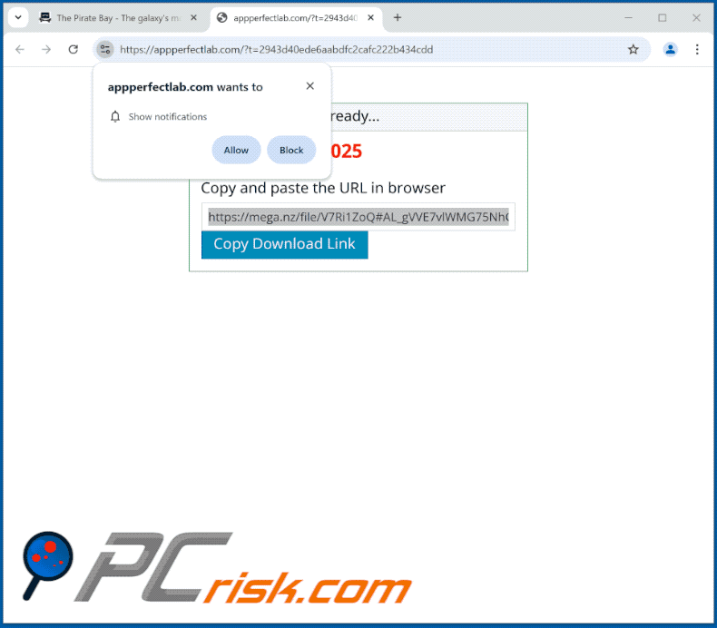 appperfectlab[.]com aspetto del sito web (GIF)