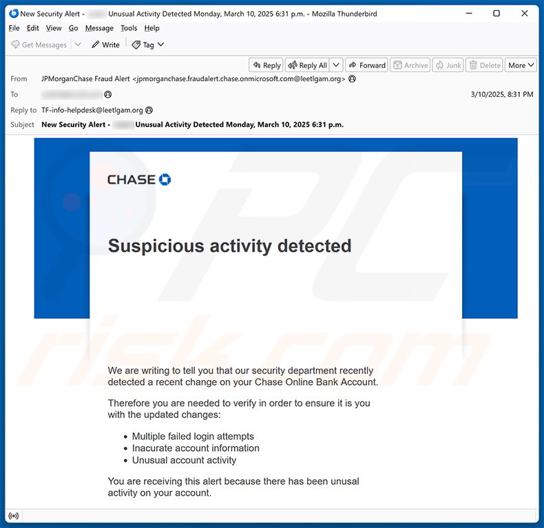 Chase - Suspicious Activity Email Truffa (2025-03-12)