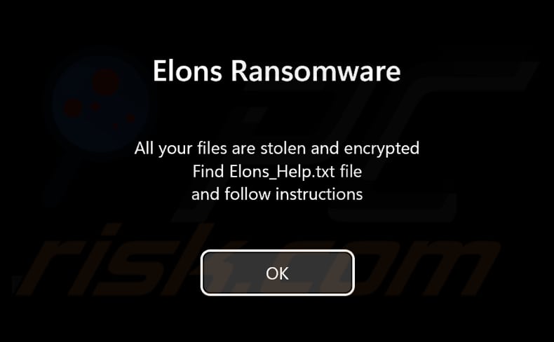 Elons ransomware schermata di pre-login