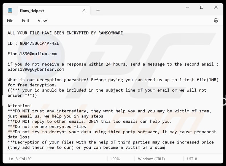 Elons ransomware file di testo (Elons_Help.txt)