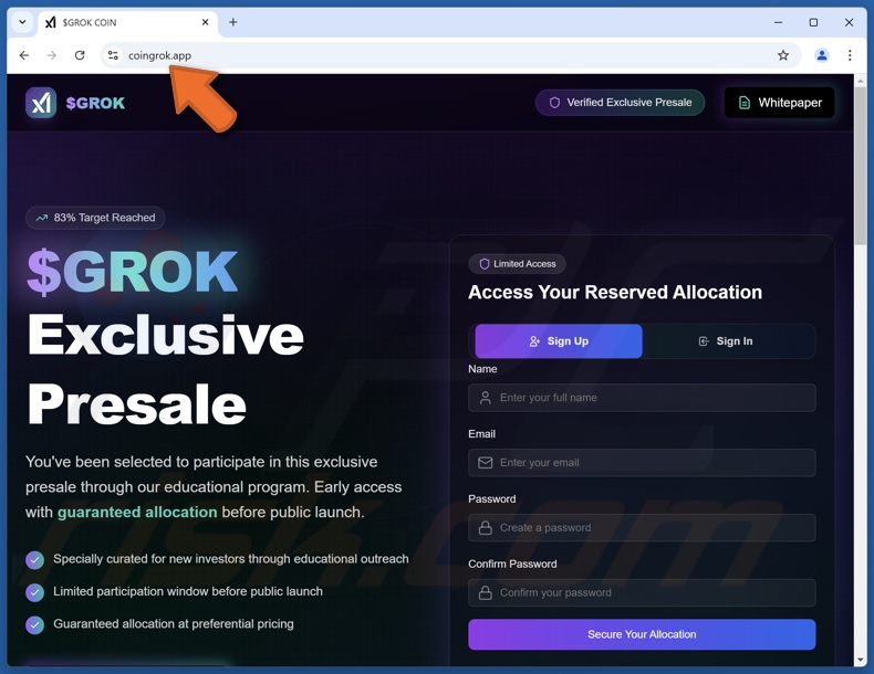 $GROK Presale truffa