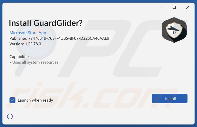 GuardGlider impostazione di installazione dell'applicazione potenzialmente indesiderata