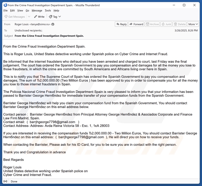 Internet Fraudsters Arrested campagna di spam via e-mail