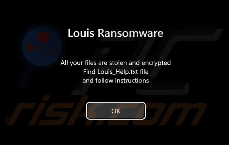 Louis ransomware schermata di pre-log-in