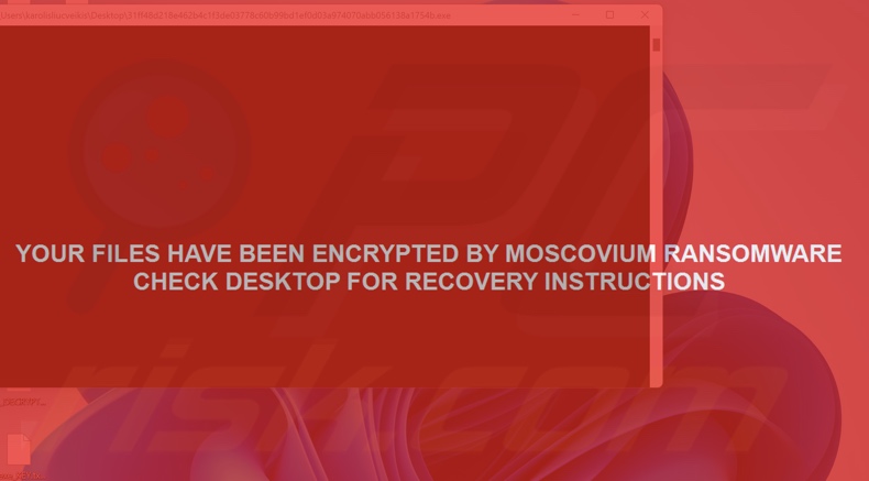 Moscovium ransomware messaggio a schermo intero
