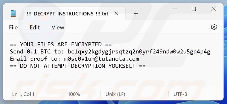 Moscovium nota di riscatto ransomware (!!!_DECRYPT_INSTRUCTIONS_!!!.txt)
