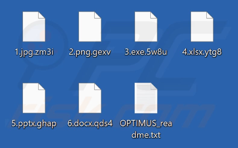 File criptati dal ransomware Optimus (estensione casuale)