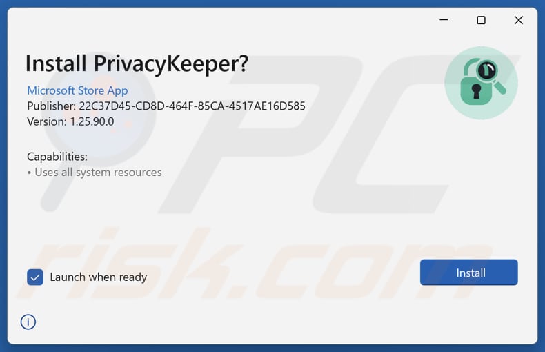 PrivacyKeeper impostazione di installazione dell'applicazione potenzialmente indesiderata