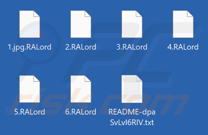File criptati dal ransomware RALord (estensione .RALord)
