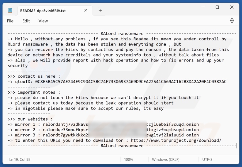 RALord ransomware nota di riscatto (README-[random_string].txt)
