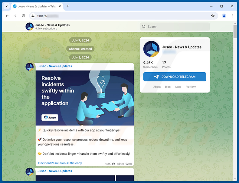 Telegram canale di promozione juseo[.]so