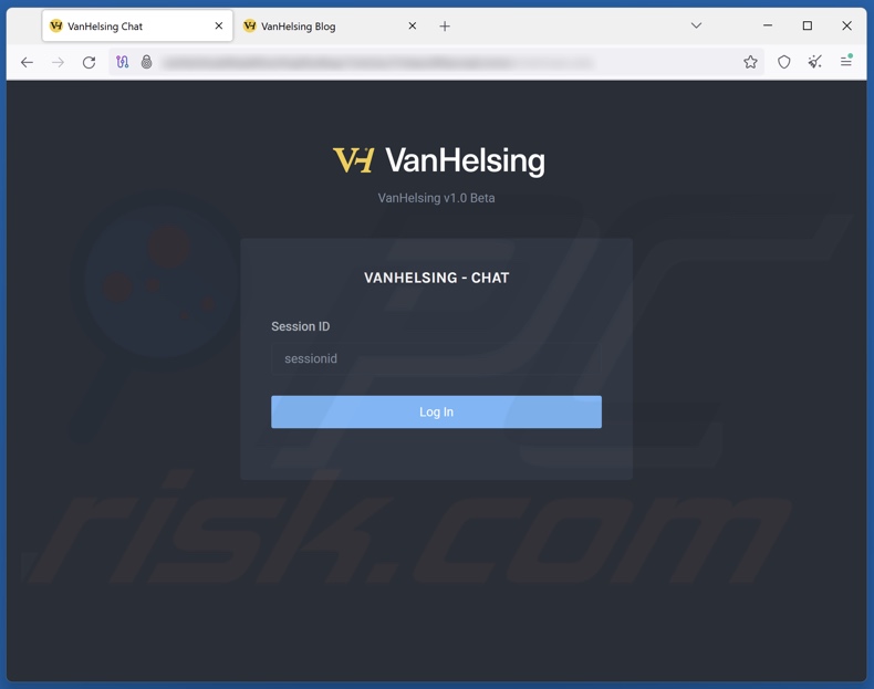 VanHelsing ransomware sito web di chat
