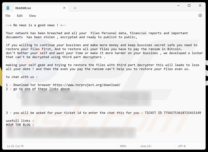 VanHelsing ransomware nota di riscatto (README.txt)