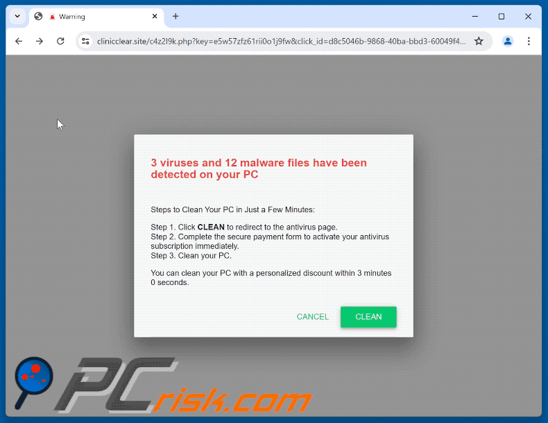 Aspetto di Viruses And Malware Files Have Been Detected truffa