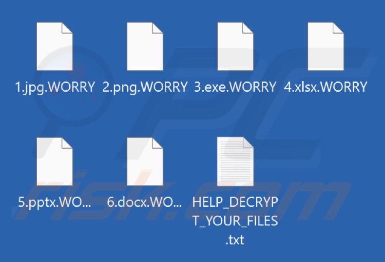 File crittografati dal ransomware Worry (WhatsWrongScared) (estensione .WORRY)