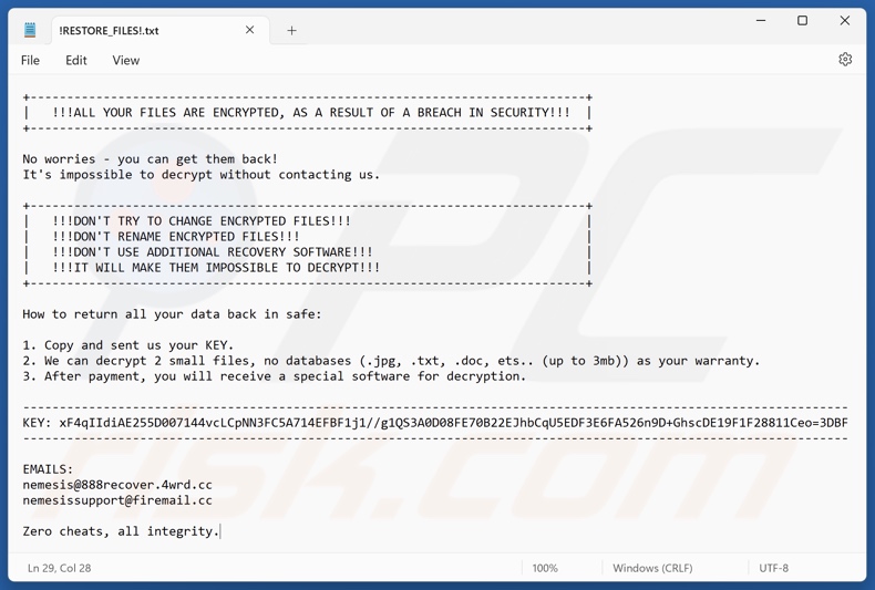 888 ransomware nota di riscatto (!RESTORE_FILES!.txt)