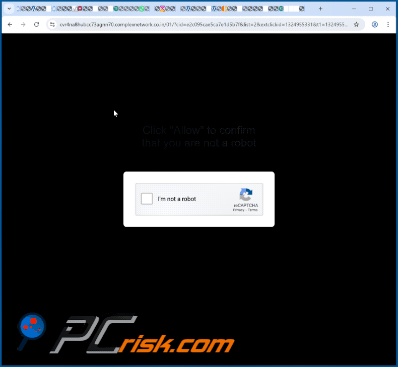 complexnetwork.co[.]in aspetto del sito web (GIF)