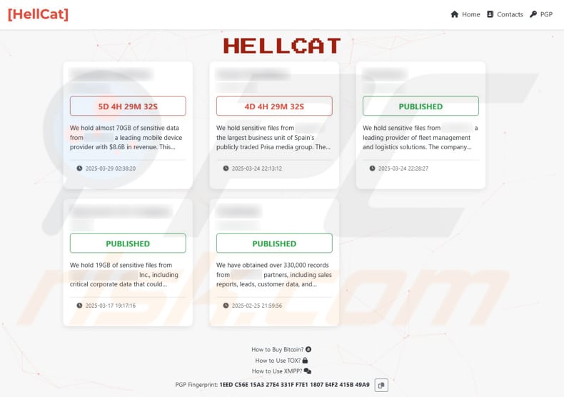 HellCat Ransomware sito di fuga di dati