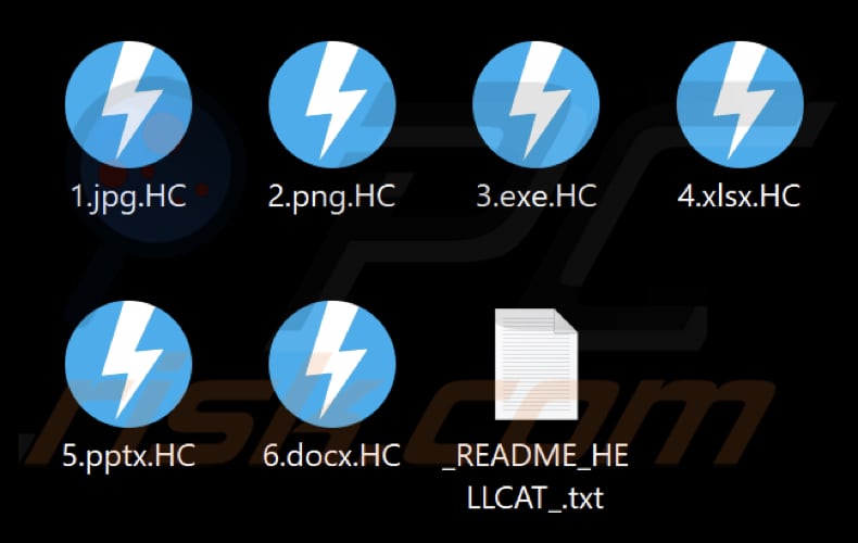 File criptati dal ransomware HellCat (estensione .HC)
