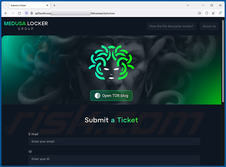 Jackalock ransomware sito web della rete Tor