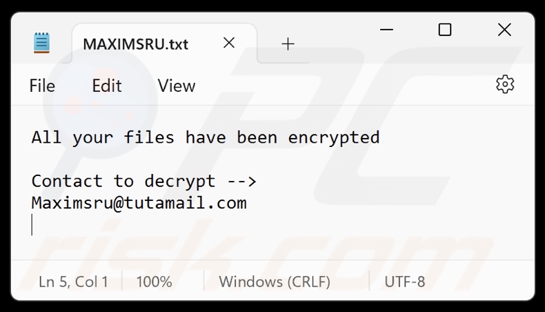 Maximsru ransomware nota di riscatto (MAXIMSRU.txt)