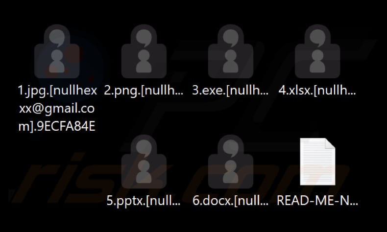 File crittografati dal ransomware Nullhexxx (l'ID della vittima come estensione)