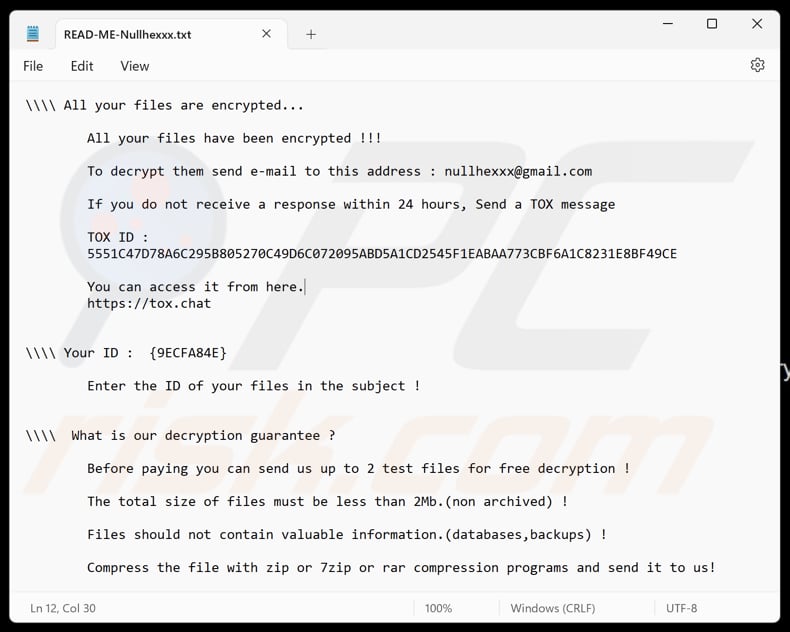 Nullhexxx ransomware file di testo (READ-ME-Nullhexxx.txt)
