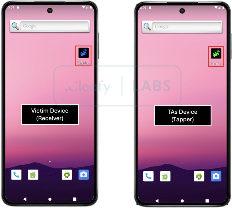 App Reader e Tapper del malware SuperCard X sui dispositivi