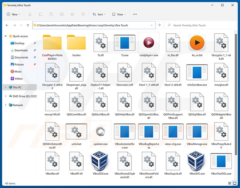 Temeliq Ultra Touch cartella di installazione dell'applicazione indesiderata