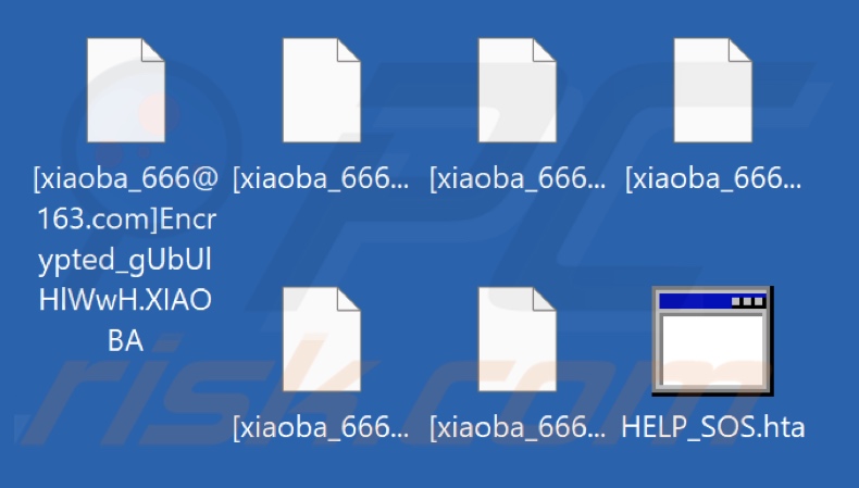 File crittografati dal ransomware XIAOBA 2.0 (file rinominati in seguito a [xiaoba_666@163.com]Encrypted_[random_string].XIAOBA modello)