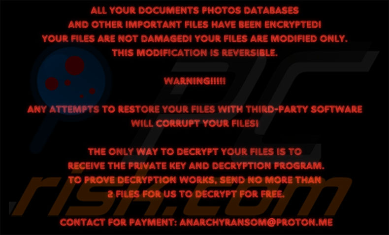 Sfondo del ransomware AnarchyRansom