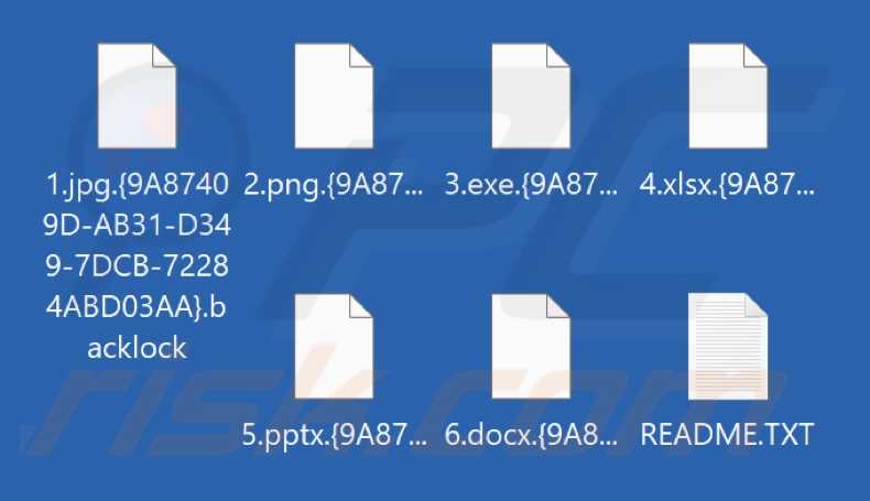 File crittografati dal ransomware BackLock (estensione .{victim's_ID}.backlock)