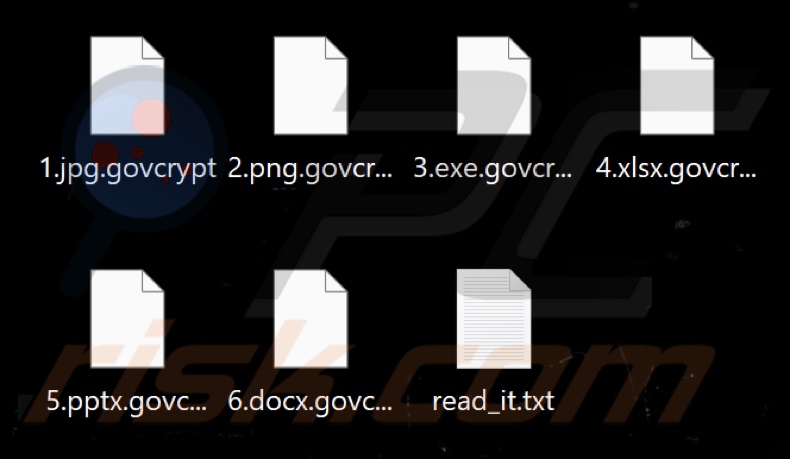 File crittografati dal ransomware Govcrypt (estensione .govcrypt)