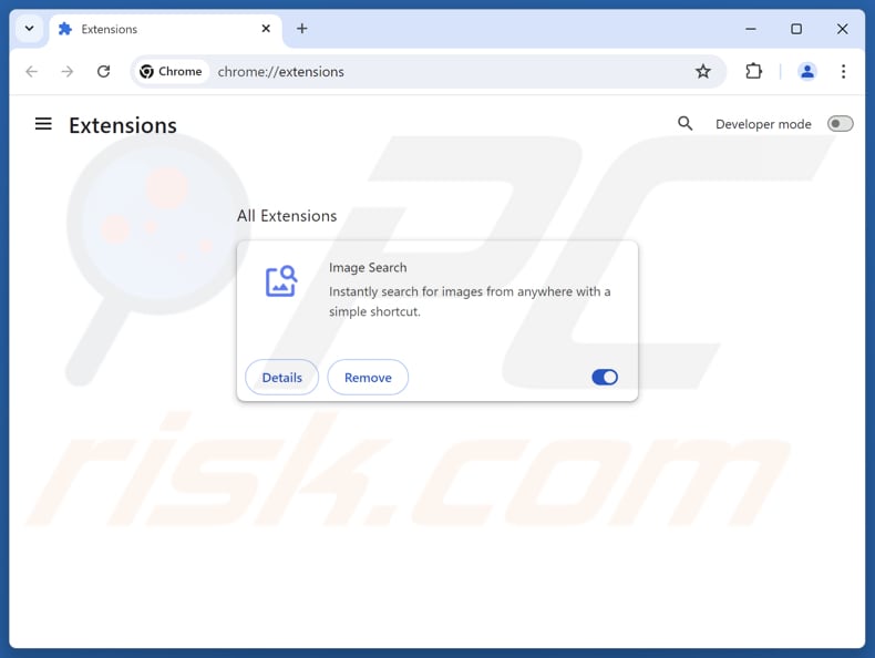 Rimozione delle estensioni di google chrome correlatea find.searchtheimage.com