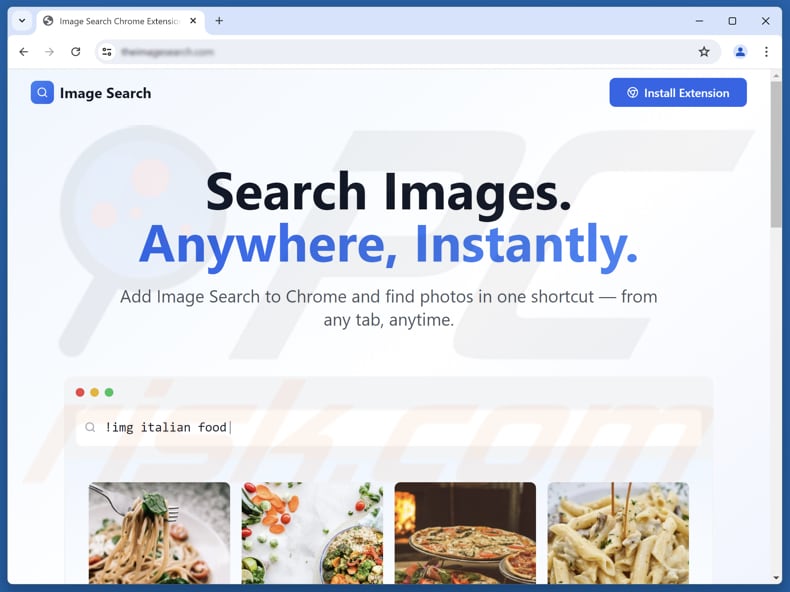 Sito web utilizzato per promuovere il browser hijacker Image Search