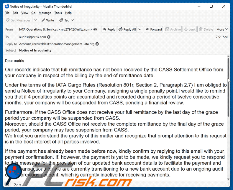 Aspetto dell'International Air Transport Association (IATA)
