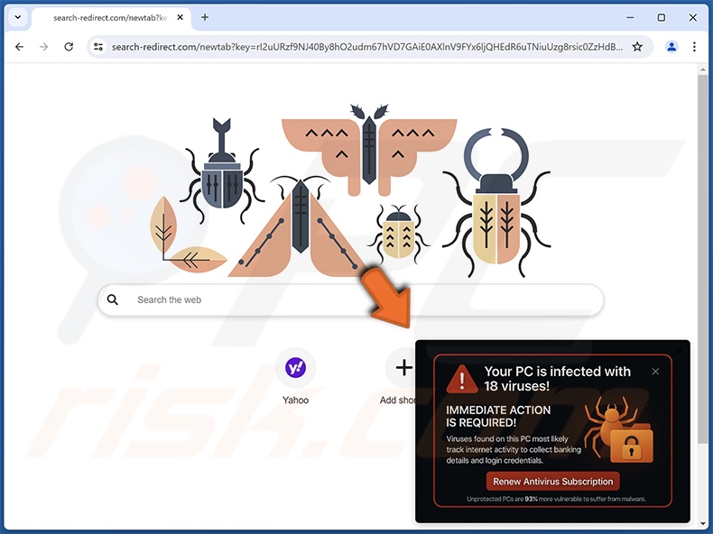 search-redirect.com ha visualizzato un pop-up falso