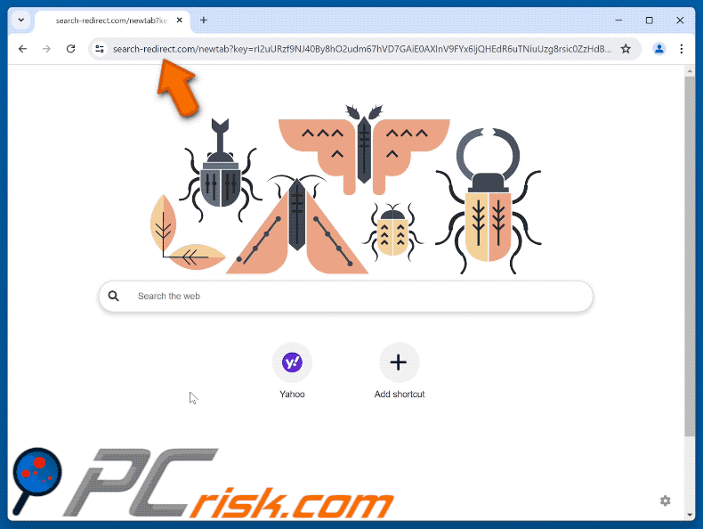 search-redirect.com che reindirizza a Yahoo (GIF)