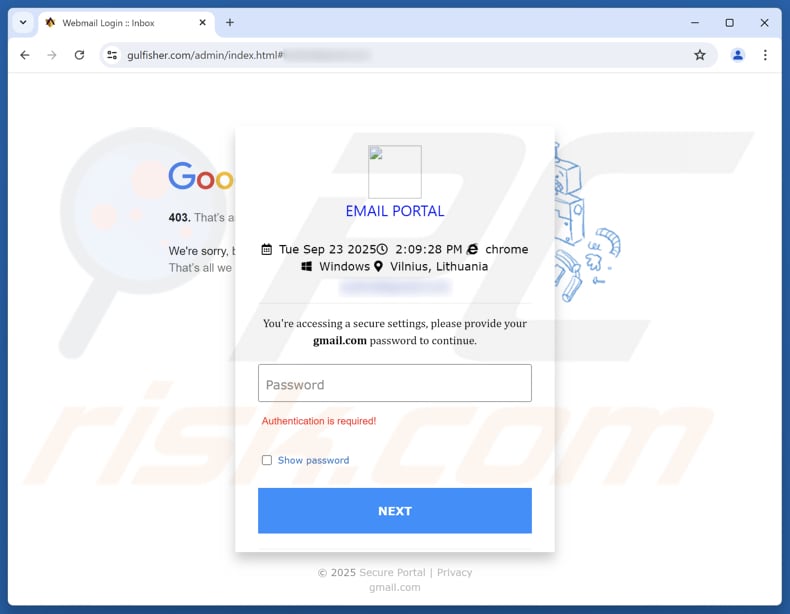 Domain Has Exceeded The Max Emails Per Hour Scam phishing page
