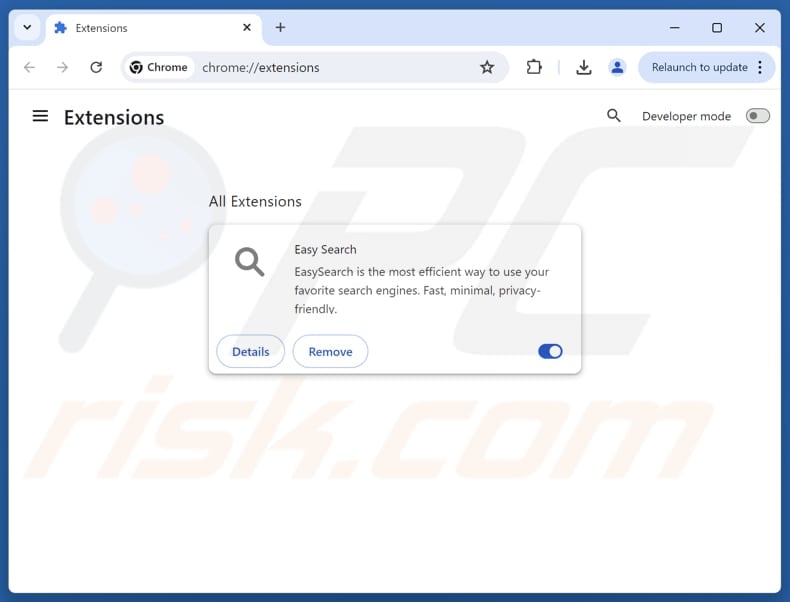 Rimozione delle estensioni di Google Chrome correlate a easy-search.pro
