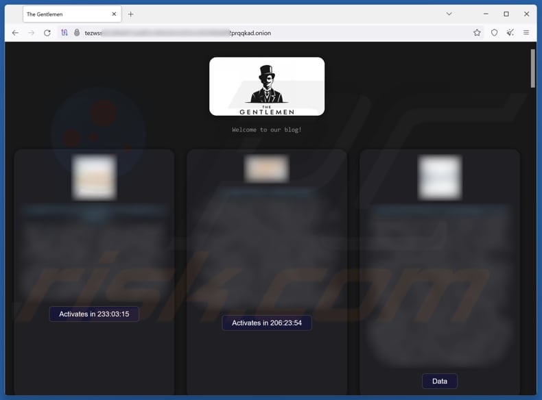 Sito di fuga di dati Gentlemen Ransomware