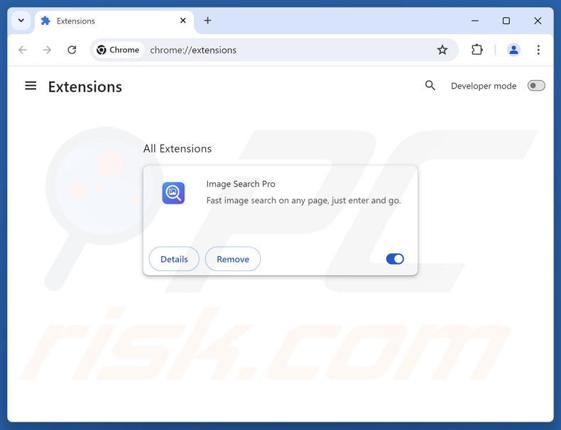 Rimozione delle estensioni di Google Chrome correlate a imagesearcherpro.com
