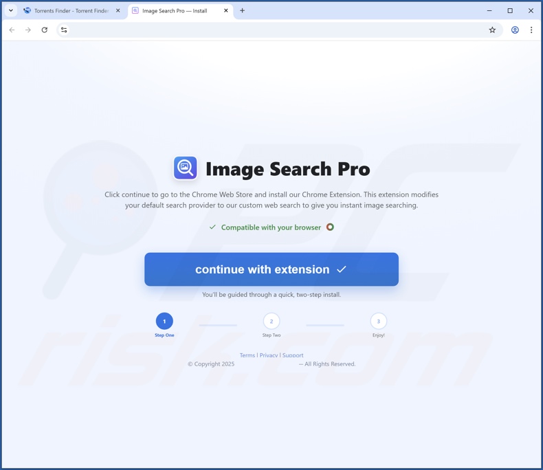 Sito web utilizzato per promuovere il browser hijacker Image Search Pro